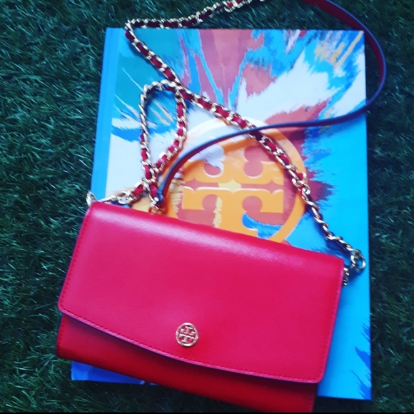 Tory Burch Wallet Chain Bag Ruby Red - Picture 1 of 1